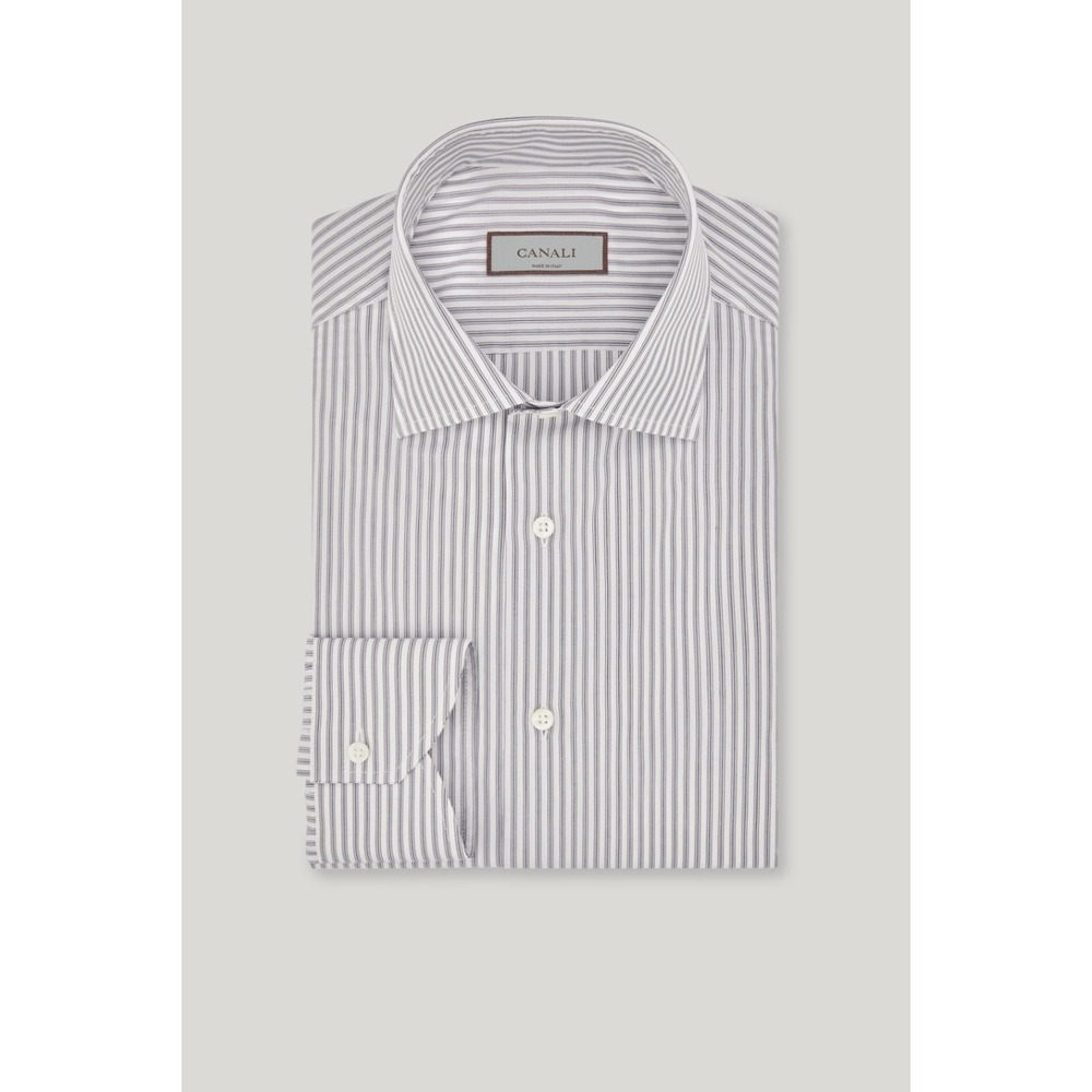 Canali Mens Dress Shirt Striped Long Sleeve Button Down 43/17 Made in Italy - Picture 1 of 9